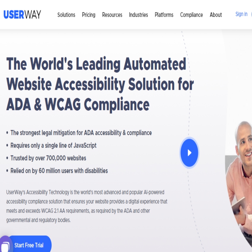 userway homepage screenshot