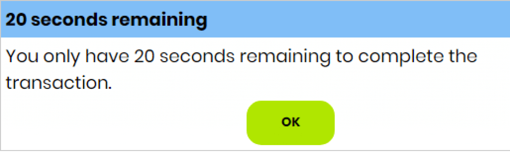 web page does not allow the user to extend the time limit