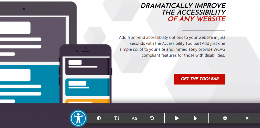 Accessibility toolbar is opened