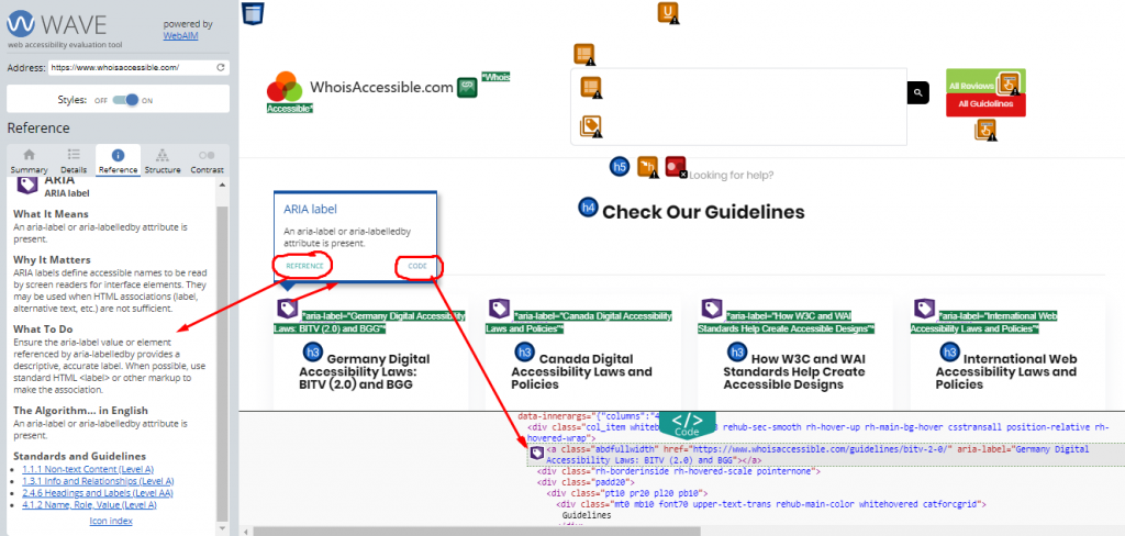 example of wave report -checking the ARIA elements