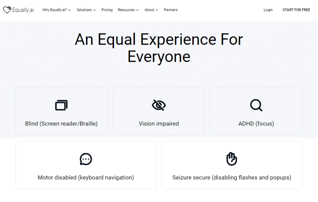 Equally AI's accessibility profiles