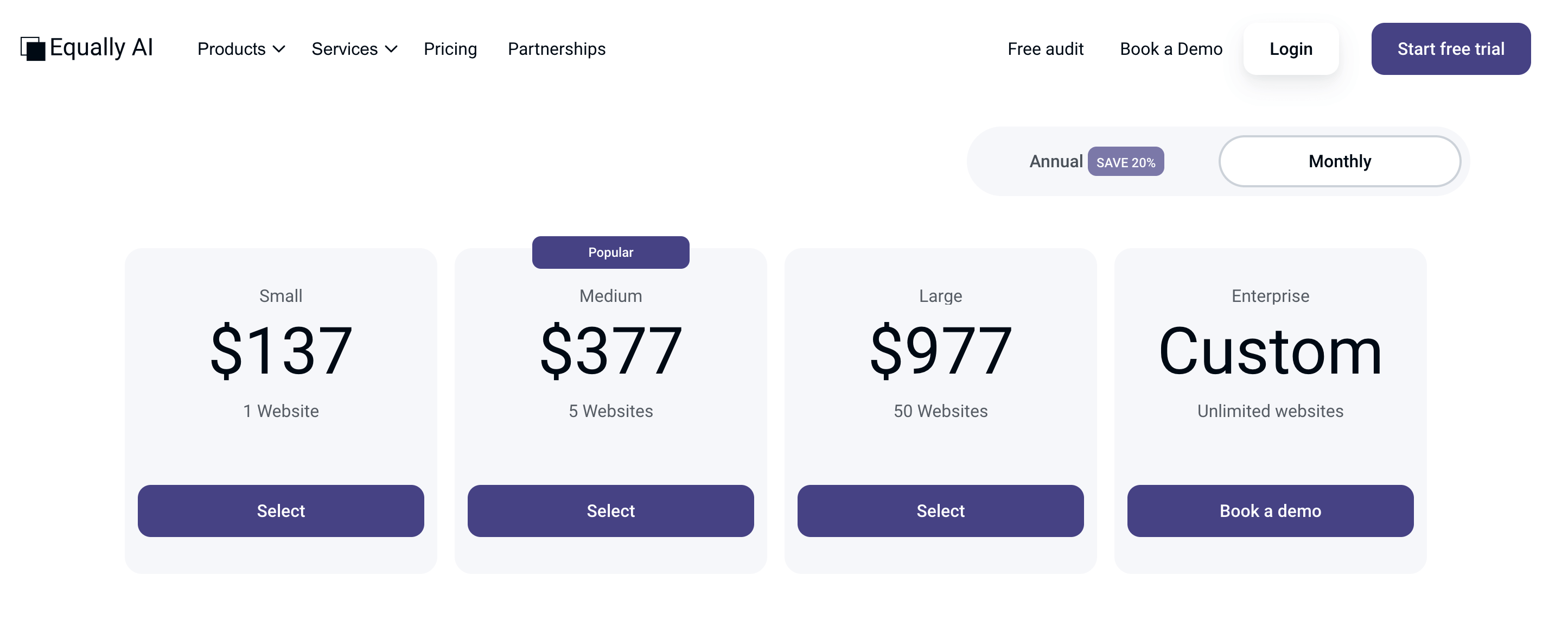 Pricing plans for Equally AI Flowy