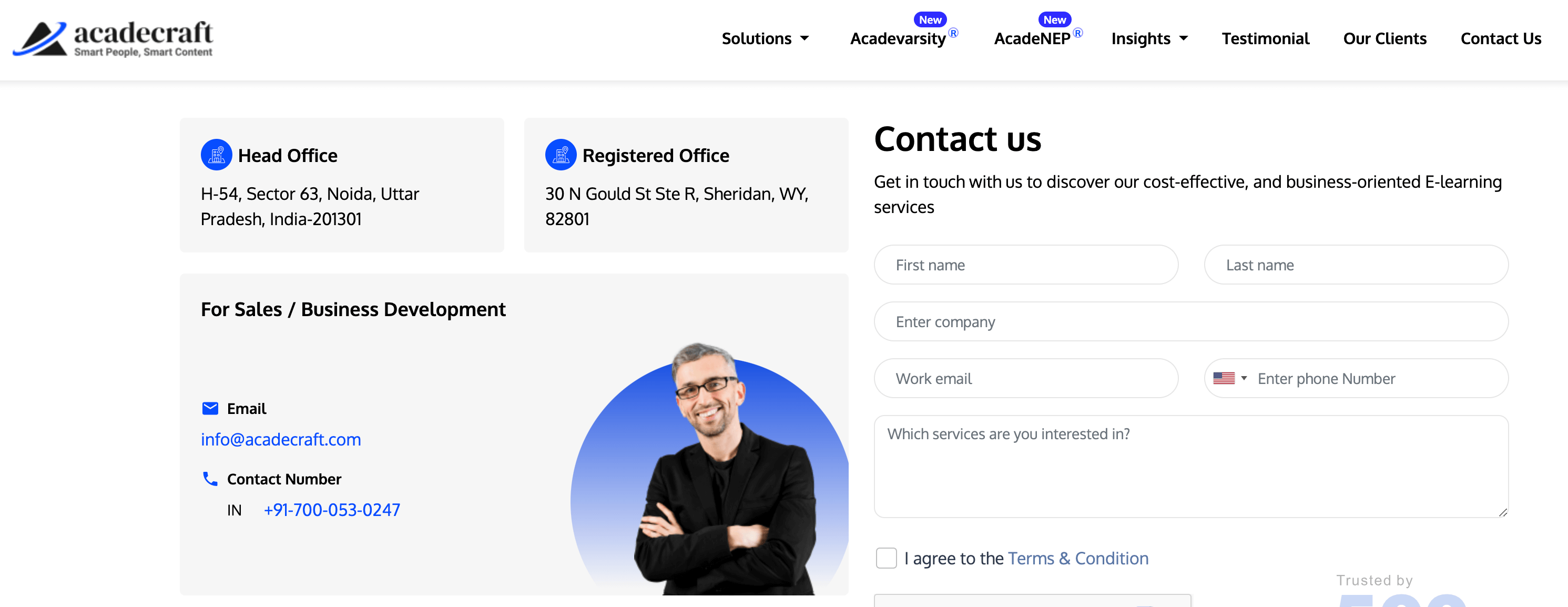 Ways to contact Acadecraft