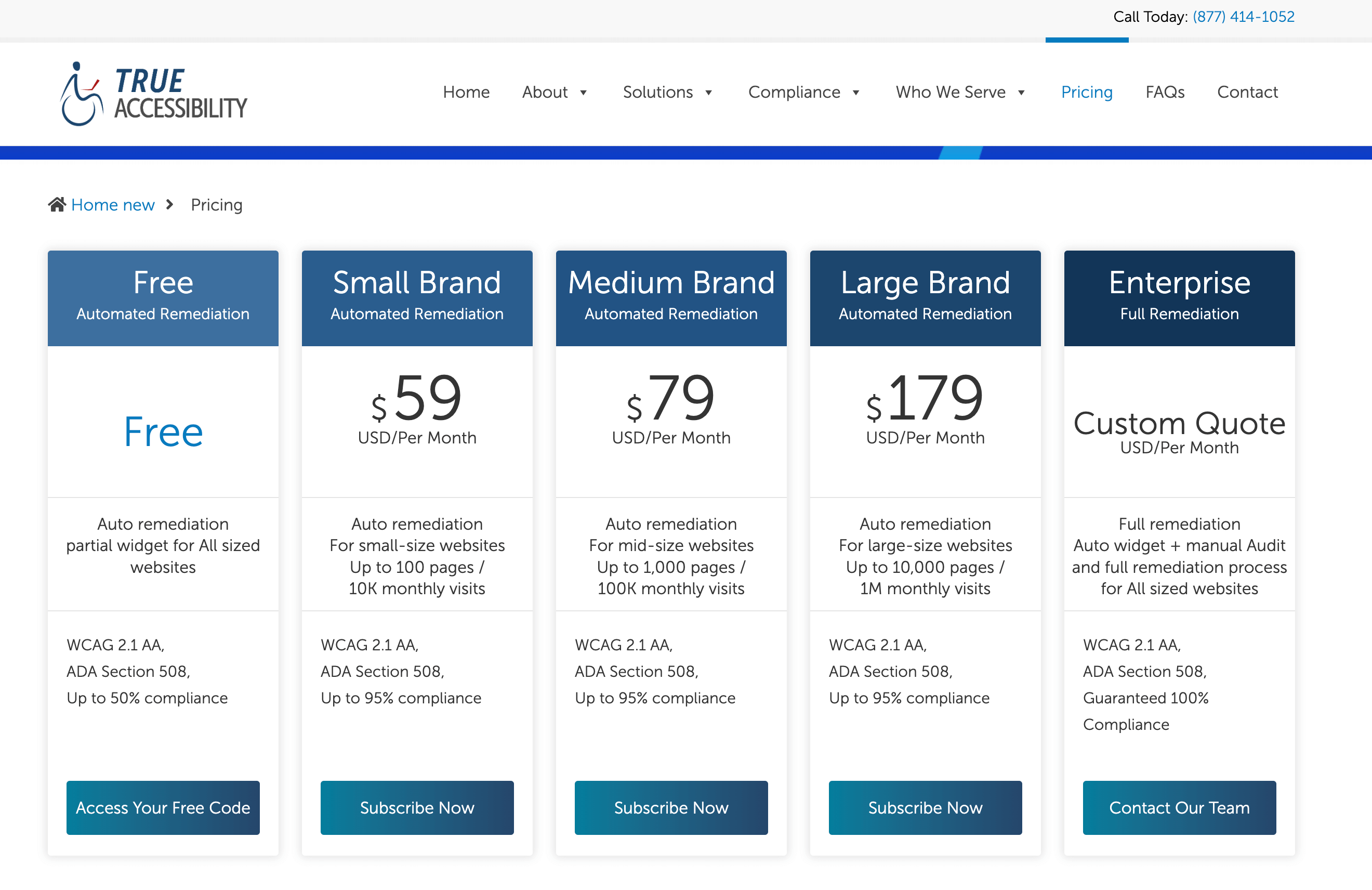 Pricing Plans Offered by True Accessibility