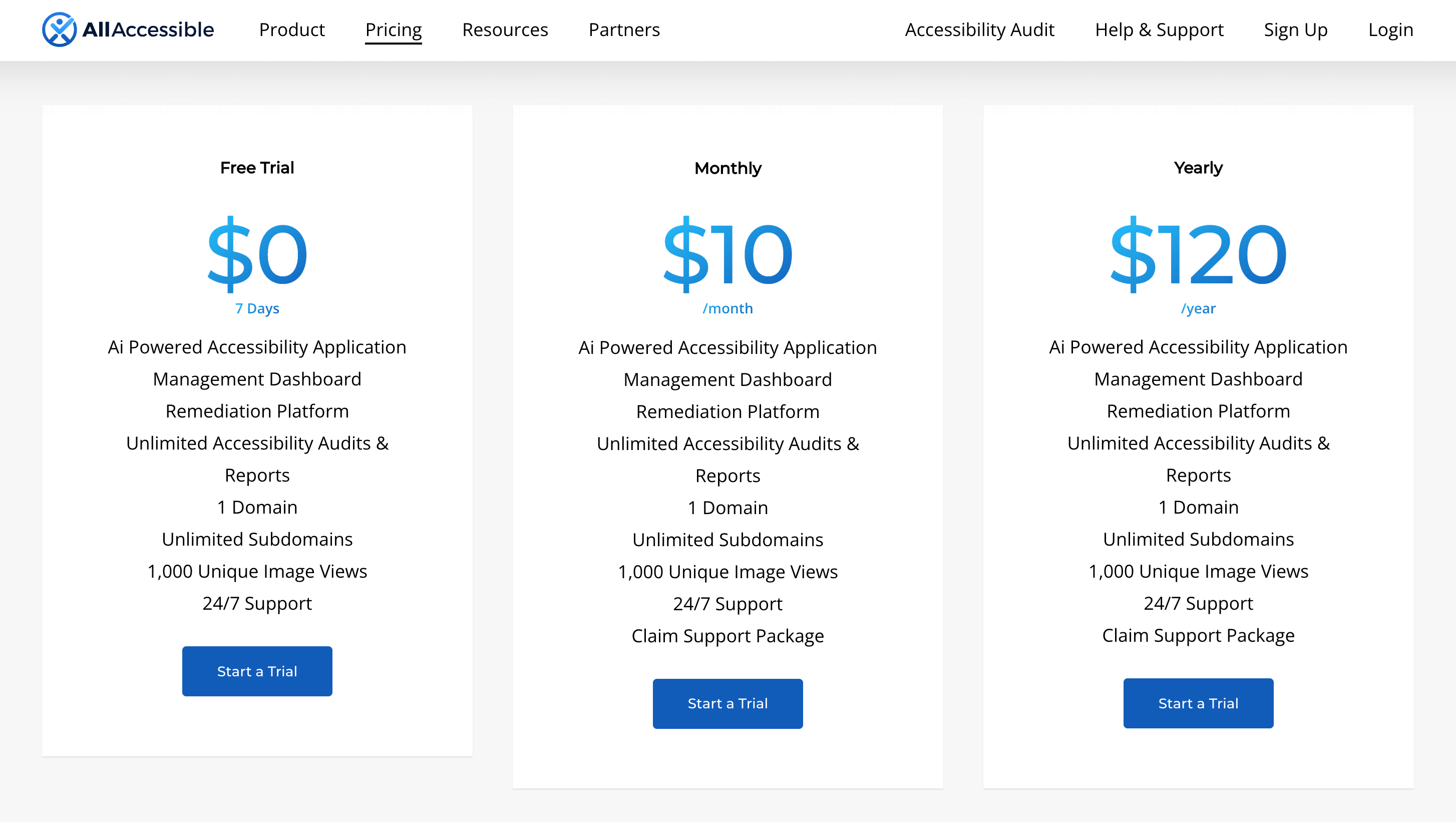 AllAccessible Pricing Plans