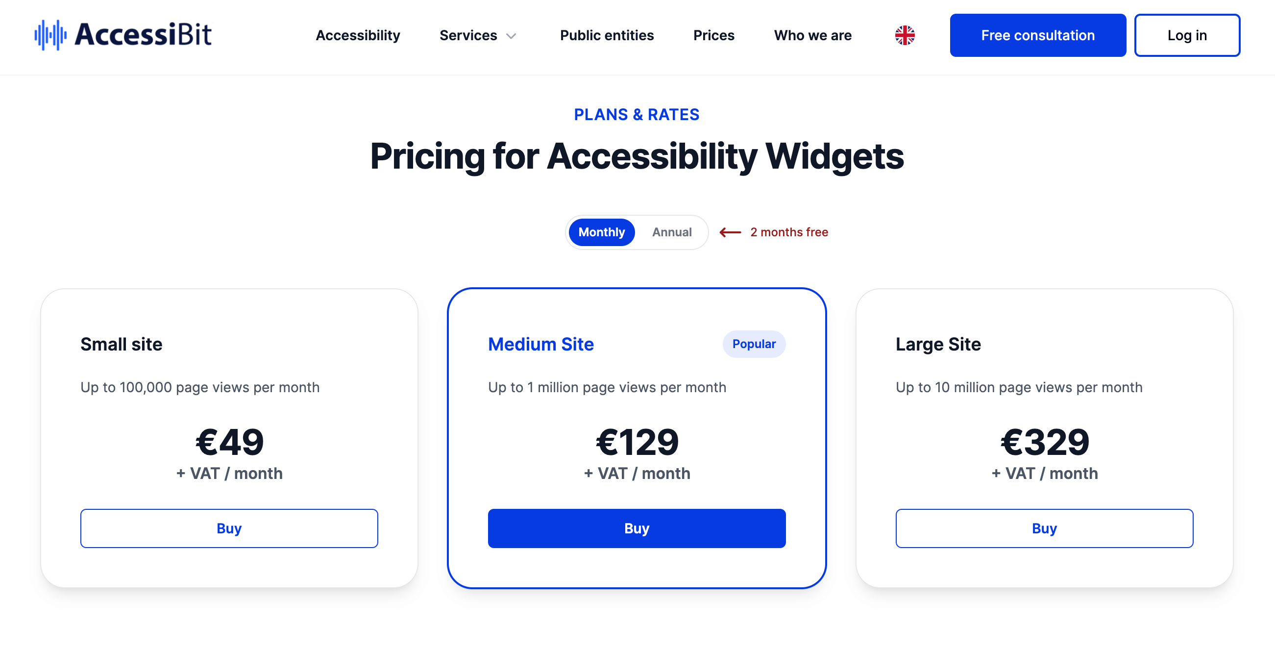 Pricing Plans Offered by AccessiBit